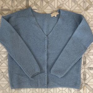 Sezane Blue V-Neck Button-Up Barry cardigan Women's Sweater small